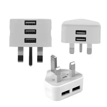 Адаптер для вилки UK Plug 3 Pin, зарядные адаптеры для iPhone, планшета, USB-зарядного устройства для путешествий 2