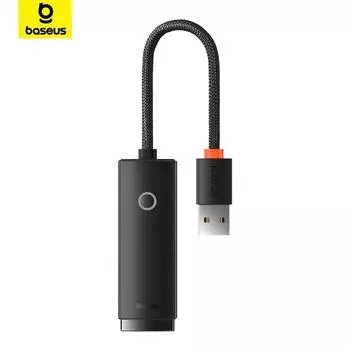 Адаптер Ethernet-порта LAN серии Baseus Lite RJ45 Адаптер USB-RJ45 USB-концентратор с низкой задержкой 1000Mbps чёрный