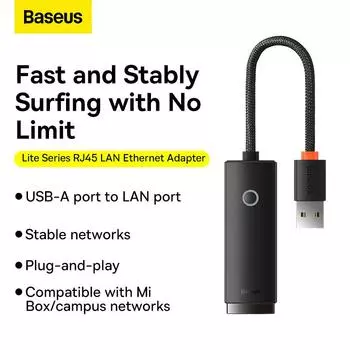 Адаптер Ethernet порта локальной сети Baseus Lite серии RJ45 Адаптер USB-RJ45