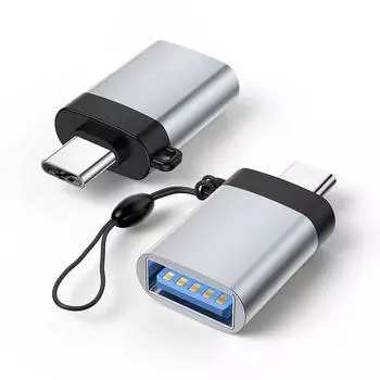 Адаптер GIMIRO OTG USB C «папа» к USB «мама» Адаптер для телефона типа C, совместимый с устройствами USB A серебряный