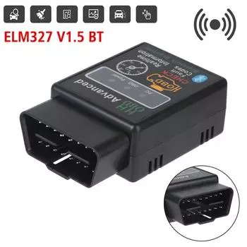 Адаптер интерфейса OBD2, автомобильный диагностический сканер ELM327, автомобильные аксессуары, детектор Bluetooth V1.5 для считывателя кодов IOS/Android чёрный