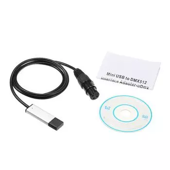 Адаптер интерфейса USB-DMX LED DMX512 Компьютерный ПК Контроллер сценического освещения Диммер чёрный