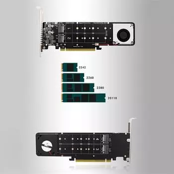 Адаптер карты расширения PCIe 4.0 X16–M.2 M-key NVMEx4SSD RAID 4 x 32 Гбит/с