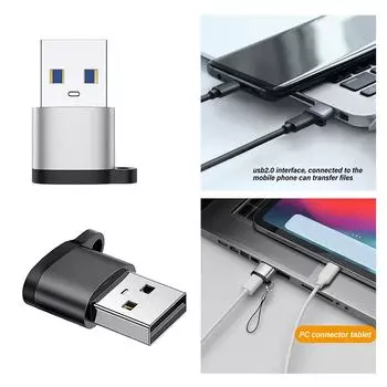Адаптер-конвертер USB C Female to USB A Male для быстрой зарядки и передачи данных для смартфонов, планшетов, электроники серебряный