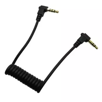Adapter Microphone Cable 3Pole to 4 Pole 3.5mm Spring Coiled Microphone Cable TRS to TRRS чёрный