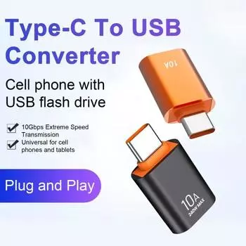Адаптер OTG Type-C USB3.0 для передачи данных быстрой зарядки. Поддержка высокого тока для адаптера конвертера ПК. чёрный