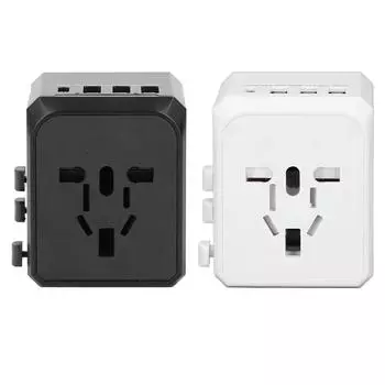 Адаптер питания для путешествий с 3 USB A и 1 USB C, портативный тихий преобразователь напряжения для фена Phon White