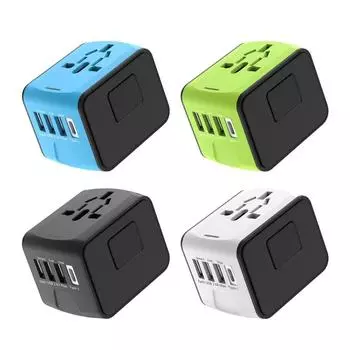 Адаптер питания World Wide All in Adapter 3 USB Type Plug Wall синий