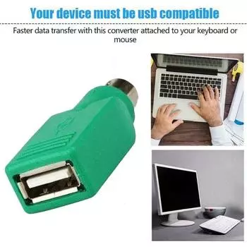 Адаптер PS/2 Female to USB Male для клавиатуры и ноутбука O4Y9 green-One-size