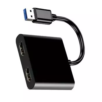 Адаптер, совместимый с USB 3.0 на двойной HDMI. Простота в использовании. Широкая совместимость с большинством операционных систем.