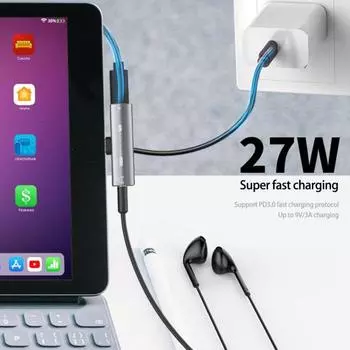 Адаптер Type-C 2 1-дюймовый Hi-Fi Многофункциональный шумоподавитель PD Звукоэффективная зарядка Быстрая универсальная зарядка Type-C