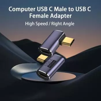 Адаптер Type-C к Type-C C, 40 Гбит/с, Usb 5A, 4, 100 Вт, правый USB-разъем для ноутбука, USB-разъем серый