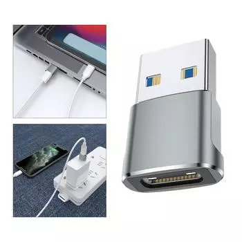 Адаптер USB3.0 к типу C, разъем USB 3.0 «папа» к разъему «мама» типа C, скорость передачи данных 5 Гбит/с для передачи данных и зарядки серебряный