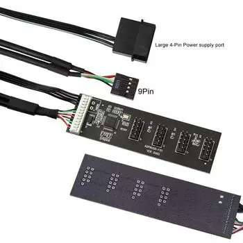Адаптер USB 2 Hub с 9-контактным разъемом-разветвителем Высокоскоростная передача данных Высокая совместимость Plug-and-Play