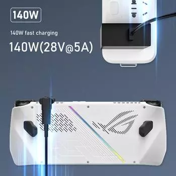 Адаптер USB C Male Female 20Gbps USB-C Male To USB-C Female Адаптер PD140W180 Degree U-образный для игровой консоли ASUS Rog Ally чёрный