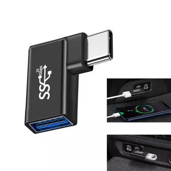 Адаптер USB C - USB, угловой разъем 90 градусов, быстрая зарядка, Plug & Play, USB-конвертер для зарядки, алюминий, ПВХ, для путешествий