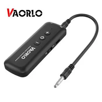 Адаптер VAORLO Bluetooth 5,0 с микрофоном 2 в 1, передатчик и приемник для наушников, динамик, стерео беспроводной аудиоадаптер чёрный