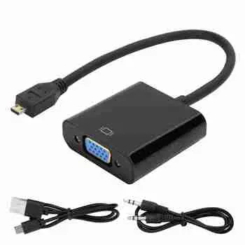 Адаптер видеоконвертера Micro HDMI to VGA 1080P для Raspberry Pi 4B с функцией питанияМикро