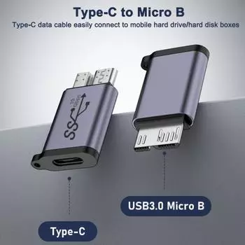 Адаптеры Micro USB — адаптер. Высокоскоростная совместимость с передачей данных. Адаптеры внешних жестких дисков. Мобильные телефоны Type-C. серый