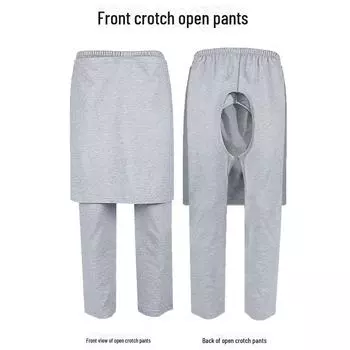 Adaptive Open-Crotch Pants for Incontinence Care - Unisex, Elderly & Bedridden Use, Autumn/Winter 2XL fits 140-160 jin