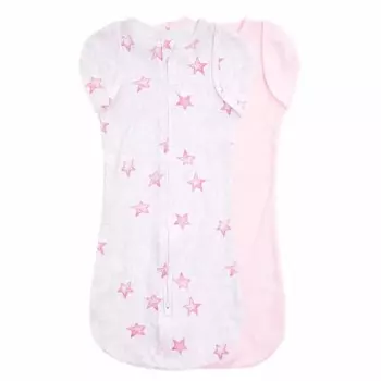 aden + anais essentials easy snug swaddle спальный мешок без рукавов для новорожденных 0-3 месяцев мерцающие звезды розовый 2 шт.