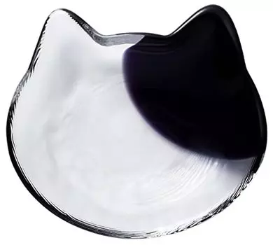 Aderia F-79709 Coco Cat Craft Small Plate, Butch Black, Diameter 5.0 x Height 0.9 inches (12.8 x 2.2 cm), Glass/Cat/Cute in Gift Box, Made in Japan