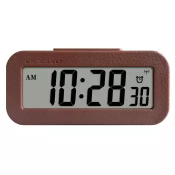 ADESSO Будильник Кожаный Стиль Радио Часы Цифровые Snooze Подсветка Темно-коричневый FLC-100DBR