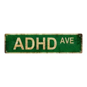 Adhd Ave Humorous Metal Tin Sign Perfect For Home, Bar, Cafe & Garage Decor | Durable Artistic Wall Hanging | 15.75 X 3.94 чёрный