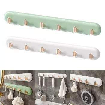 Adhesive Hook Long 6 Hooks Seamless Adhesive Wall Hook Bathroom Punch-Free Hook Shower Hooks Kitchen Storage зелёный
