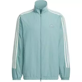 Adidas 3-полосатый плетеный спортивный топ в стиле ретро со стоячим воротником мягкая удобная повседневная водонепроницаемая куртка унисекс куртка бирюзового цвета JI6648 XL