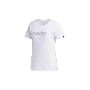 Adidas Alphabet Logo Print Training Спортивная футболка с коротким рукавом Женские топы Белый FM6153 S
