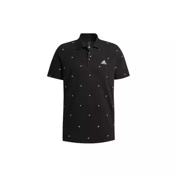 Adidas Aop Logo Print Training Спортивная рубашка поло с коротким рукавом Мужские топы Черный GP0994 M