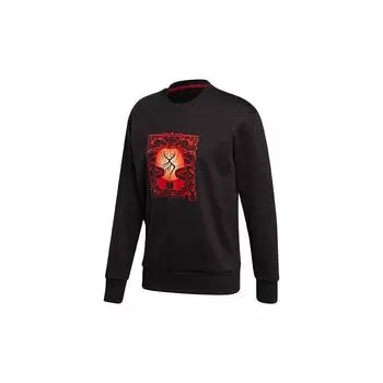 Adidas Basketball Sport Флисовый пуловер с капюшоном Мужские топы Черный FT9758