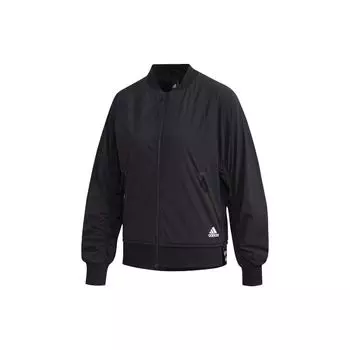 Adidas Бомбер Логотип Мятая однотонная свободная спортивная куртка женская куртка черная FU6230 M