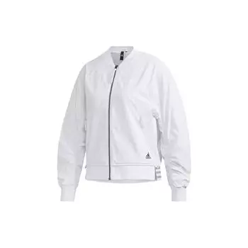 Adidas Бомбер Логотип Мятая Спортивная Куртка Женская Куртки Белые FU6228 XS
