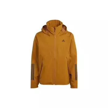 Adidas Bsc 3-полосная куртка Rain.Rdy Водонепроницаемая спортивная повседневная мужская верхняя одежда с капюшоном Многослойная бронза IK0506 L