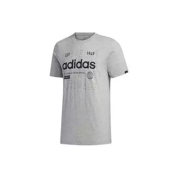 Adidas Буквенно-цифровой принт Повседневная спортивная футболка с круглым вырезом Мужские топы Серый FM6283 XL
