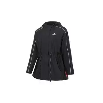 Adidas CNY Series Теплая тканая куртка с капюшоном на флисовой подкладке Женская куртка Черная GP0625