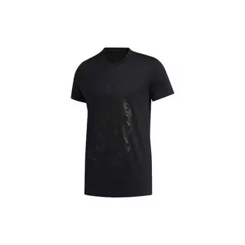 Adidas CNY Series Tiger Print Баскетбольная спортивная футболка с коротким рукавом Мужские топы Черные GH4996 S