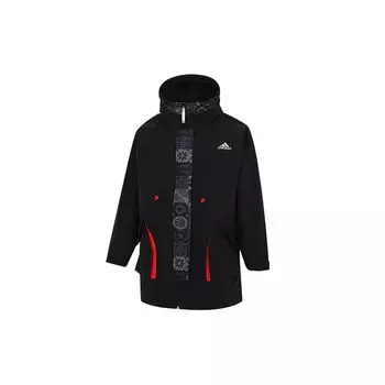 Adidas Cny Tiger Year Limited Edition на флисовой подкладке средней длины тканая куртка с капюшоном женская верхняя одежда черный HC2792 M