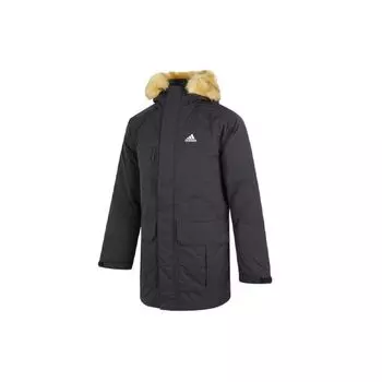 Adidas Down Parka Outdoor Solid Теплый пуховик средней длины с капюшоном Мужская верхняя одежда Черный H20761 XXL