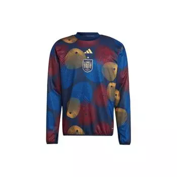 Adidas Fef Pre Wrmtop Logo Print Футбольный спортивный пуловер Мужские топы Синий HF1420 M