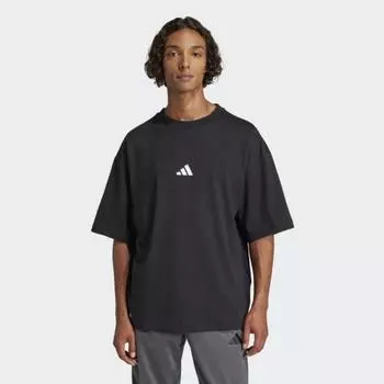 Adidas Футболка унисекс Future Icon с маленьким логотипом, свободный покрой, повседневная хлопковая футболка с коротким рукавом, черная AS(90)
