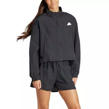 Adidas Спортивный костюм Gametime свободного кроя с длинным рукавом, воротником-стойкой, молнией, средней талией, эластичные брюки с пятью точками, повседневный комплект, женские спортивные костюмы, черный цвет IN1839 2XL