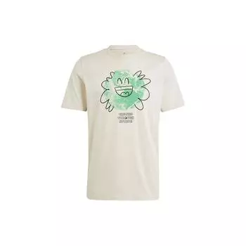 Adidas Graphic Splash Earth Pattern Круглый вырез Вязаная футболка с короткими рукавами Мужские топы Бежевый IL5407 XXL