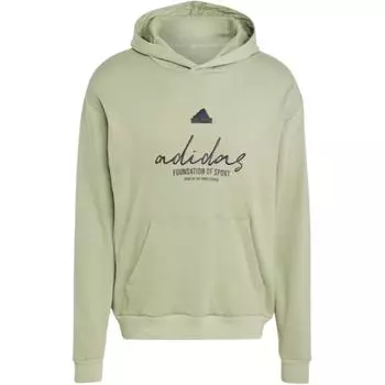 Adidas Рукописный дизайн с принтом букв, удобный пуловер с капюшоном, мужские толстовки с капюшоном, цвет зеленый IW3535 XXL