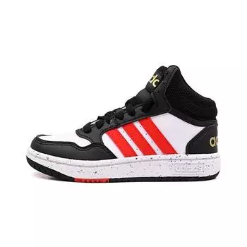 Adidas Hoops Mid J Black White Vivid Red Детские кроссовки Cloud-White Core-Black HR0227 28