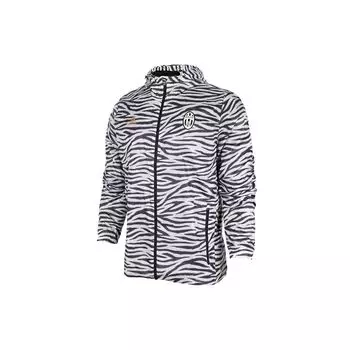 Adidas Juventus тканая куртка с капюшоном в полоску зебры, мужская верхняя одежда, черный, белый цвет AZ5338 XL