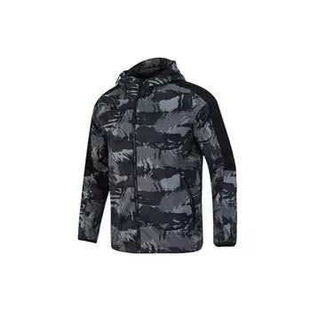 Adidas Камуфляжная спортивная повседневная беговая куртка с капюшоном Мужская верхняя одежда Черный H40232