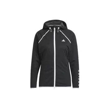 Adidas Куртка Wind.Rdy с длинным рукавом и принтом логотипа, спортивная куртка для гольфа с капюшоном, женская куртка черного цвета HY0848 XS